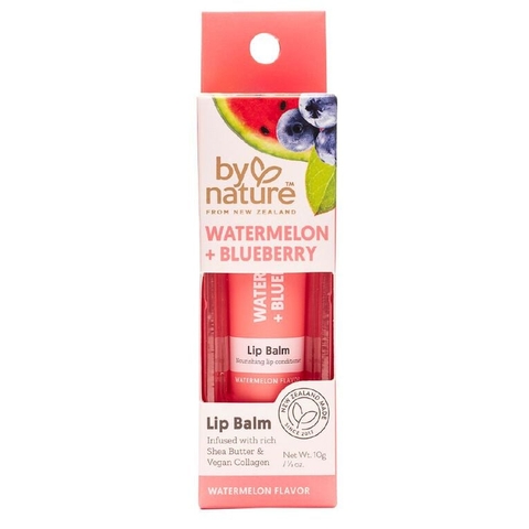 SON DƯỠNG MÔI by nature from New Zealand Lip Balm, Watermelon & Blueberry / Vitamin E Vanilla Mint – Cấp Ẩm, Mềm Mịn & Tươi Tắn Tức Thì, 10g