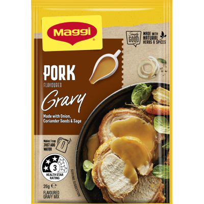 BỘT SỐT CHẤM THỊT HEO Maggi Pork Gravy, Real Onion - HẠT NGÒ Coriander Seeds - XÔ THƠM Sage, 26g