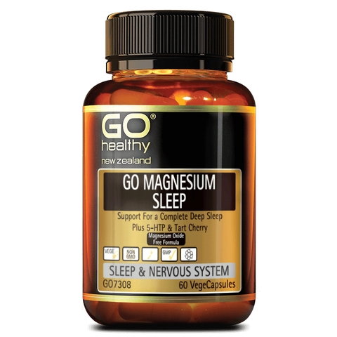 HŨ 60 VIÊN HỖ TRỢ CẢI THIỆN GIẤC NGỦ GO Healthy Magnesium Sleep & Nervous System, Tart Cherry - 5-HTP, New Zealand