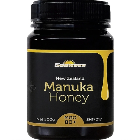 HŨ 500g MẬT ONG MANUKA Sunwave nhập khẩu 100% từ New Zealand, CHỈ SỐ KHÁNG KHUẨN MGO 80+