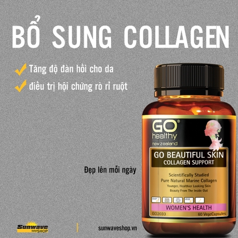 VIÊN UỐNG ĐẸP DA CHO NỮ GO HEALTHY BEAUTIFUL SKIN - Collagen Support Women’s Health, Non GMO, GMP