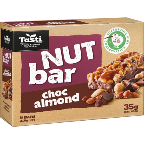 HỘP 6 THANH HẠT Tasti Nut Bar Choc Almond, VỊ SOCOLA HẠNH NHÂN, 210g (6 bars)