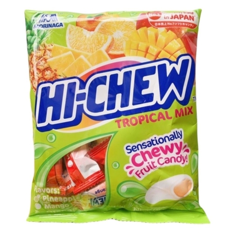 KẸO MỀM Morinaga Hi-Chew Tropical Mix Chewy Candy, Vị trái cây nhiệt đới THƠM – XOÀI – CAM, 100g