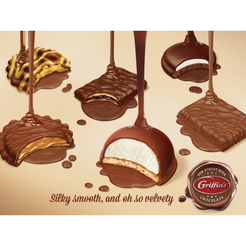 BÁNH QUY SOCOLA SỮA NHÂN XỐP MỀM Griffins Mallowpuffs Chocolate Biscuits, Original – Double Chocolate, 200g