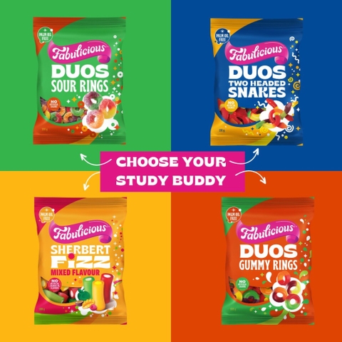 KẸO DẺO TRÁI CÂY RJ’s Fabulicious, Sherbet Fizz & Duos Gummy Rings, KHÔNG DẦU CỌ Palm Oil Free, KHÔNG MÀU – MÙI NHÂN TẠO