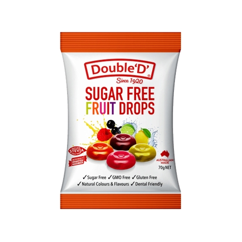KẸO NGẬM TRÁI CÂY – KEM BƠ KHÔNG ĐƯỜNG Double ‘D’ Sugar Free FRUIT DROPS – BUTTER CREAM CANDY, 70KẸO NGẬM TRÁI CÂY – KEM