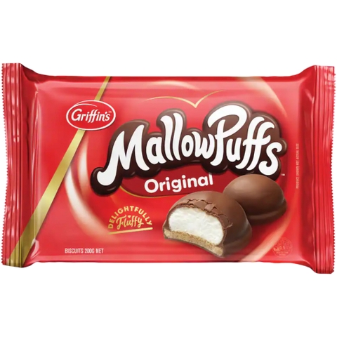 BÁNH QUY SOCOLA SỮA NHÂN XỐP MỀM Griffins Mallowpuffs Chocolate Biscuits, Original – Double Chocolate, 200g
