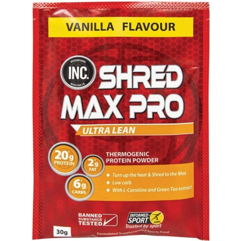 GÓI BỘT ĐẠM TĂNG CƠ INC Shred Max Pro Protein Powder, Ultra Clean, Low Carb, L-Carnitine, VỊ VANILLA, 30g