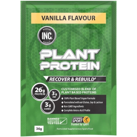 GÓI BỘT ĐẠM THỰC VẬT INC Plant Protein, Recover & Rebuild, VỊ VANILLA, VEGAN, Non GMO, 36g