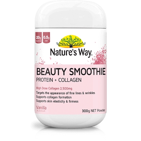 HŨ 300g BỘT ĐẠM PROTEIN - COLLAGEN 2.500mg - VITAMIN C - ZINC, Nature's Way Beauty Smoothie, VỊ VANILLA