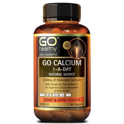 VIÊN UỐNG BỔ SUNG CANXI CHO XƯƠNG GO Healthy GO Calcium - D3 - K2, 1-A-Day Natural Source, Thành phần tự nhiên & Non-GMO