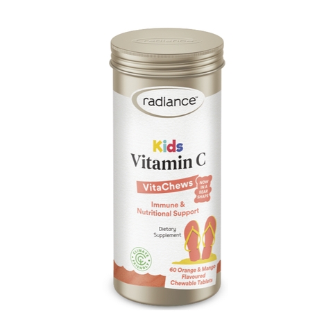 HŨ 60 VIÊN VITAMIN C CHO TRẺ EM - NHAI ĐƯỢC Radiance Kids VitaChews Chewable Tablets, VỊ CAM-XOÀI