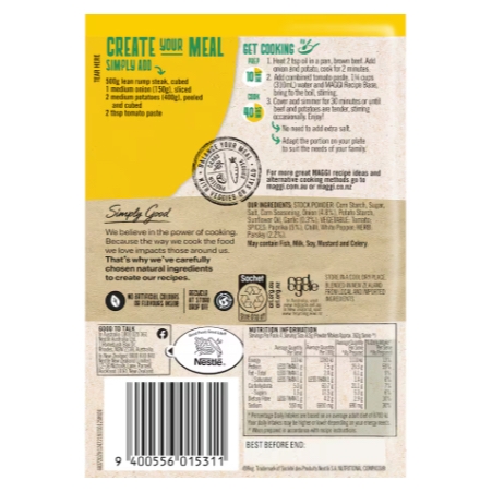 BỘT GIA VỊ BÒ Maggi Beef, Goulash - Stroganoff, THÀNH PHẦN TỰ NHIÊN Natural Ingredients