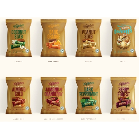 SOCOLA Whittakers Chocolate Sharepack, Hokey Pokey Crunch – Peanut Slab, 180g (12 gói lẻ mini size)