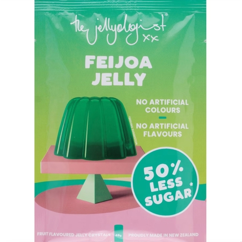BỘT THẠCH RAU CÂU, The Jellyologist Jelly Crystals Classic FEIJOA, ÍT ĐƯỜNG 50% Less Sugar, Gluten Free, 45g