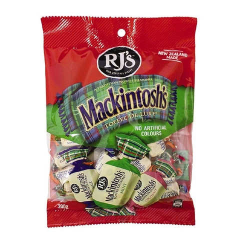 KẸO BƠ CỨNG Rj's Mackintosh Toffee Deluxe, MIX 6 VỊ Mint - Malt – Coconut - Egg & Cream - Toffee - Harrogate, 200g