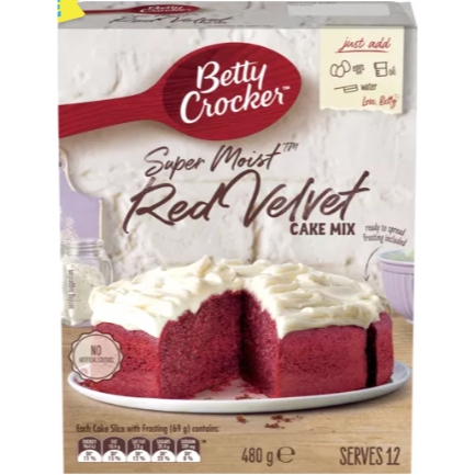 BỘT BÁNH Betty Crocker Cake Mix, NHUNG ĐỎ RED VELVET /  BLUEBERRY MUFFIN / TRIPLE CHOCOLATE BROWNIE / FOOD CAKE