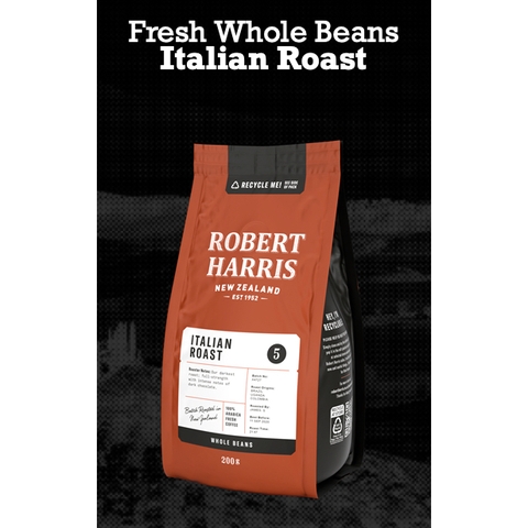 BỘT CAFE ESPRESSO / NGUYÊN HẠT Robert Harris Italian Roast GRIND COFFEE / WHOLE BEANS, 100% Arabica Fresh Coffee, 200g
