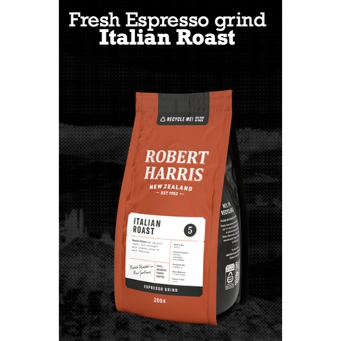 BỘT CAFE ESPRESSO / NGUYÊN HẠT Robert Harris Italian Roast GRIND COFFEE / WHOLE BEANS, 100% Arabica Fresh Coffee, 200g