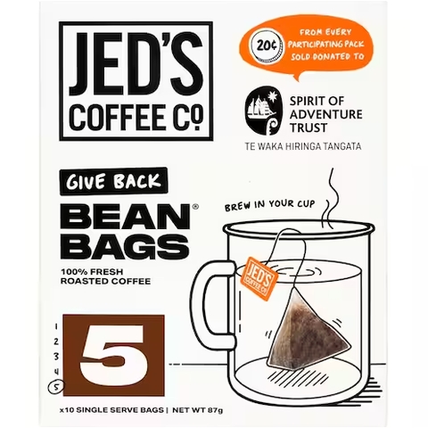 HỘP 10 TÚI LỌC CAFE Jed's Coffee Bags, 5 Extra Strong, 87g