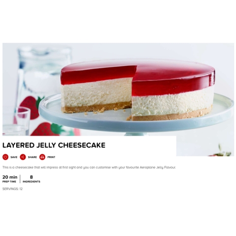 HỘP 2 GÓI BỘT THẠCH RAU CÂU ĂN KIÊNG Low Calorie / Sugar - Aeroplane Jelly Lite Crystals, 18g