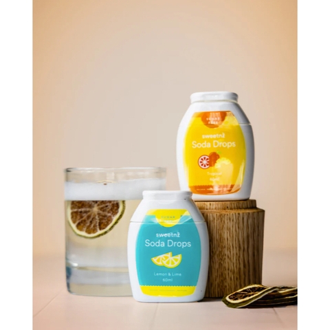GIỌT PHA SODA KHÔNG ĐƯỜNG SweetNZ Soda Drops, CHANH Lemon Lime / TRÁI CÂY NHIỆT ĐỚI Tropical, 60ml