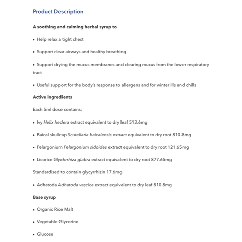 SIRO CHO BÉ 0-12 TUỔI BỔ PHỔI THẢO MỘC - TINH DẦU Harker CHILDREN'S Deep Lung / Chest Soothe, 150ml