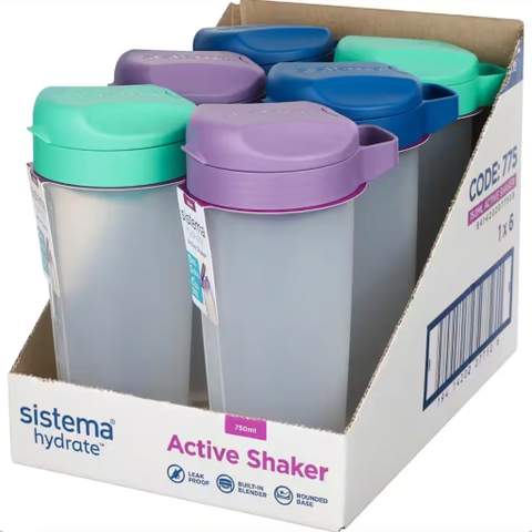 BÌNH NHỰA THỂ THAO KÈM BLENDER Sistema Hydration Active Shaker To Go, 750ml