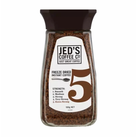 HŨ 100g HẠT CAFE UỐNG LIỀN Jed's Coffee Freeze Dried Instant Coffee, 3 Strong / 5 Extra Strong