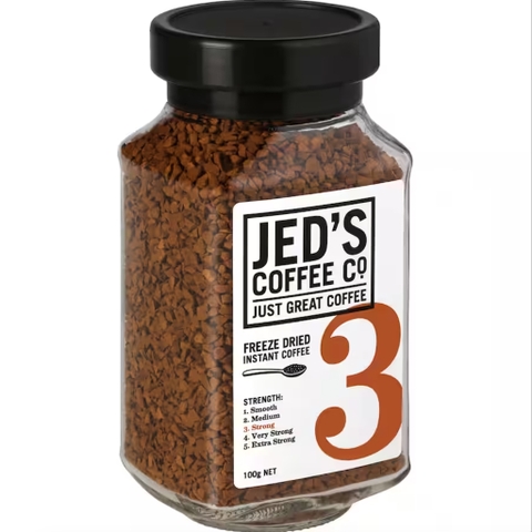 HŨ 100g HẠT CAFE UỐNG LIỀN Jed's Coffee Freeze Dried Instant Coffee, 3 Strong / 5 Extra Strong