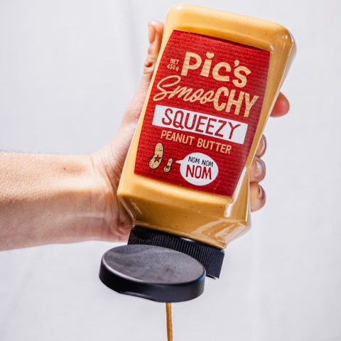 CHAI XỊT SỐT BƠ ĐẬU PHỘNG LỎNG Pic's Peanut Butter Smooth Squeezy, GLUTEN FREE, 450g