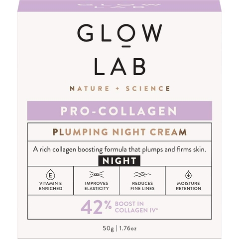 HỘP KEM DƯỠNG ĐÊM Glow Lab Plumping Moisturiser Pro-collagen, ẨM MUỢT, SĂN CHẮC, ĐỀU MÀU, 50g