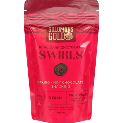 VIÊN SOCOLA ĐEN - TRÒN TRANG TRÍ / LÀM BÁNH - PHA HOT CHOCOLATE Solomons Gold Real Dark Chocolate Swirls, 150g