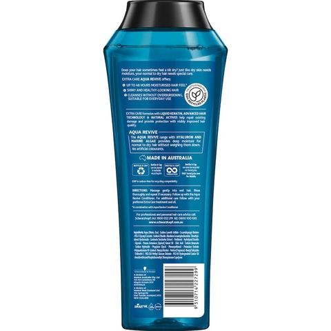 DẦU GỘI Schwarzkopf Extra Care Aqua Revive – Cấp Ẩm Sâu, Tóc Mềm Mượt & Bóng Khỏe, 400ml