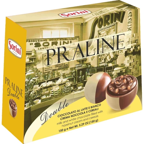 HỘP SOCOLA Ý Sorini Bauletto Chocolate Box, Double MILK & WHITE / Caramel / Assorted PRALINE, 150g