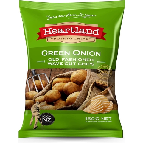 CHIP KHOAI TÂY GIÒN Heartland Chips New Zealand, THỊT XÔNG KHÓI Maple Bacon / GÀ / KEM CHUA, 150g