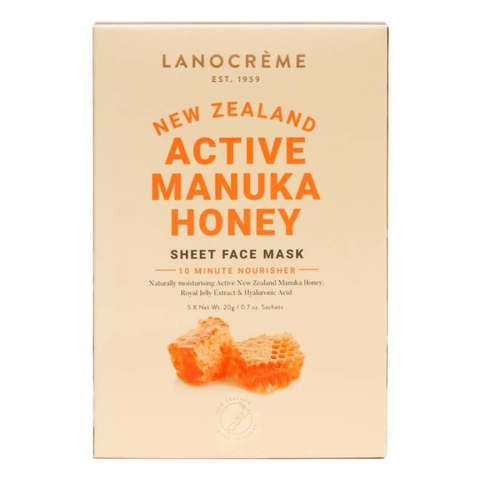 HỘP 5 MẶT NẠ DƯỠNG ẨM - PHỤC HỒI - SĂN CHẮC Lanocrème New Zealand Active Manuka Honey / Vitamin E