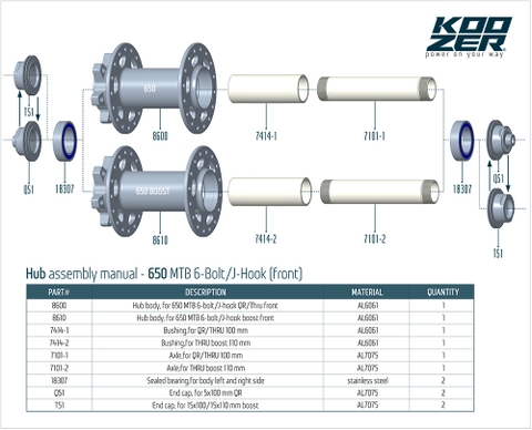 Bộ Hub KOOZER 650 9 Pawls 270 Click 32 Lỗ - Phanh Đĩa 6 Ốc - Tăm Móc