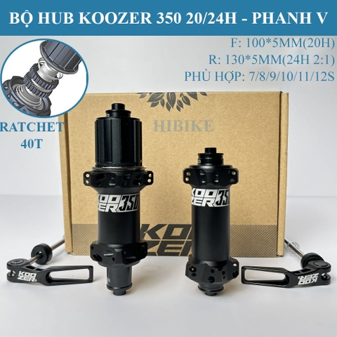 Bộ Hub KOOZER 350 Ratchet 40T 20/24 Lỗ - Phanh V - Tăm Thẳng