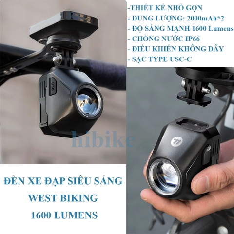 Đèn Xe Đạp Siêu Sáng 1600 Lumens WEST BIKING