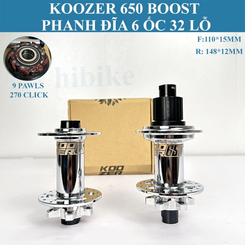 Bộ Hub KOOZER 650 Boost 148mm 9 Pawls 270 Click 32 Lỗ - Phanh Đĩa 6 Ốc - Tăm Móc