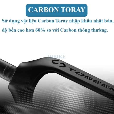 Phuộc Đơ Xe Đạp MTB CARBON TOSEEK – Phanh Đĩa - Cổ Thẳng 30mm