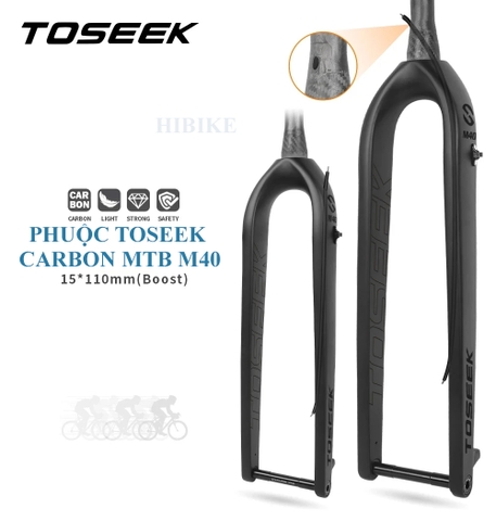 Phuộc Đơ Xe Đạp MTB CARBON TOSEEK M40 BOOST - Cổ Nở 39.8mm
