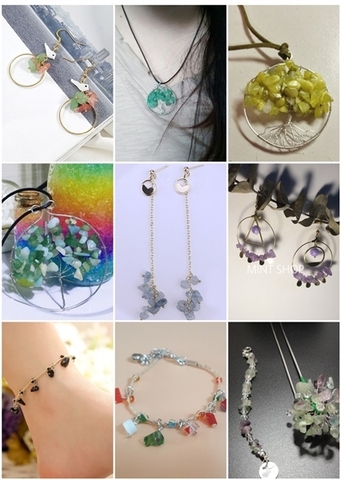 dây đá pha lê, sa thạch sỏi trang trí làm vòng tay, đeo tai