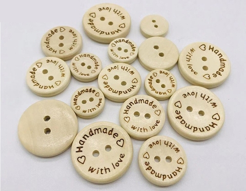 Set 10 chiếc Khuy áo in chữ Handmade