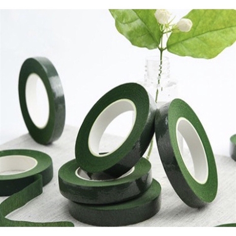 1 cuộn Băng dính sáp quấn cành hoa màu xanh