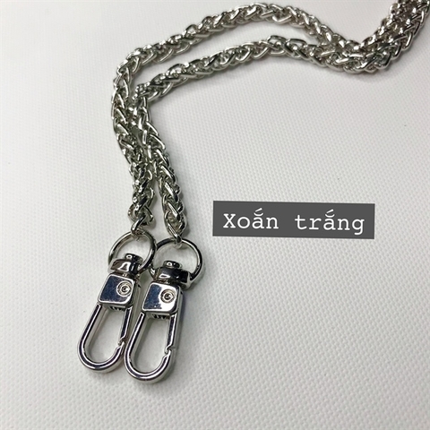 Xích xoắn kèm móc càng cua màu trắng - hàng đẹp
