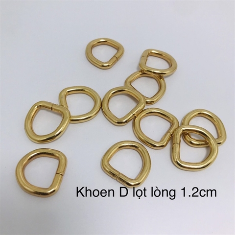 Set 2 chiếc Khoen D lọt lòng 1.2cm màu vàng