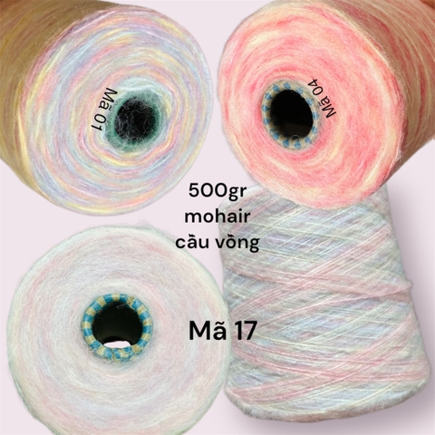 500gr len Mohair cầu vồng sợi to
