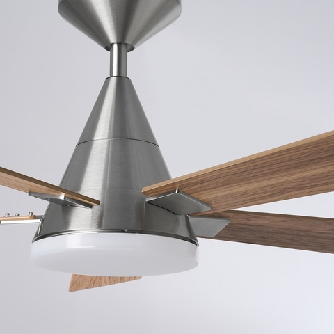 Quạt trần Monte Carlo Discus màu niken xước với cánh gỗ óc chó
